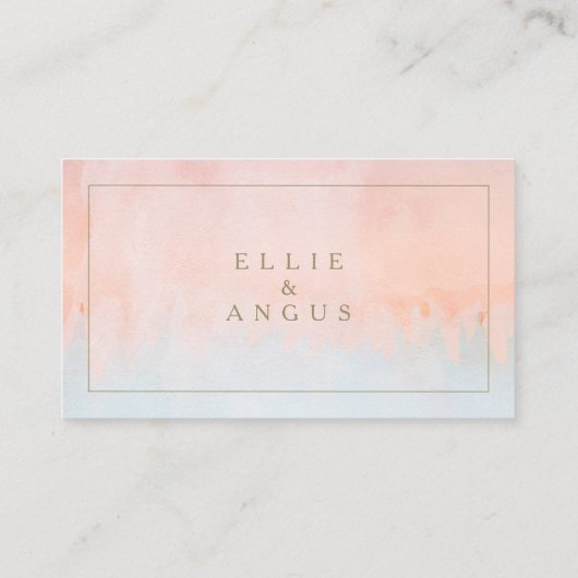 Zomer Zonsondergang Waterverf Platte Bruiloft Plaa Plaatskaartje (Achterkant)