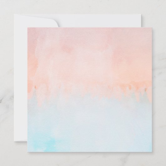 Zomer Zonsondergang Waterverf Vierkante Bruiloft U Kaart (Achterkant)