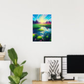 Zomer Zonsopgang in Serene Meadow Poster (Thuiskantoor)