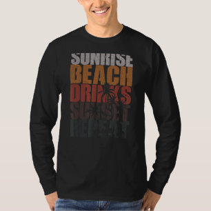 Zomer Zonsopkomst Strand Drinken Zonsondergang Her T-shirt