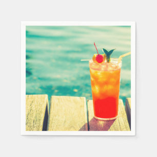 Zomer zwembad feest plezier in de zon cocktail servet