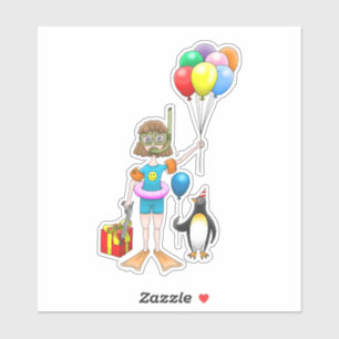 Zomer Zwembad Feest Verjaardag Sticker