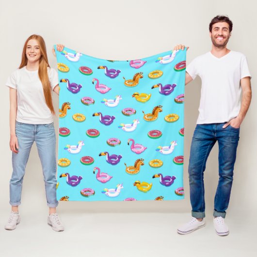 Zomer Zwembad Float Pattern Fleece Deken (In situ)