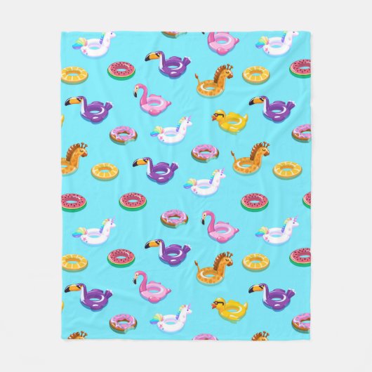 Zomer Zwembad Float Pattern Fleece Deken (Voorkant)