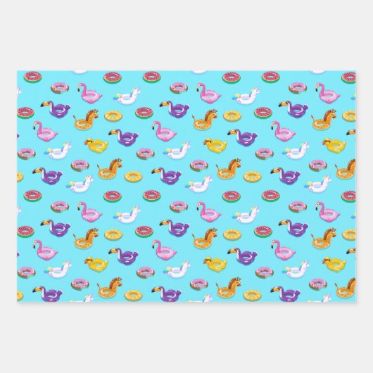 Zomer Zwembad Float Pattern Inpakpapier Vel (Voorkant)