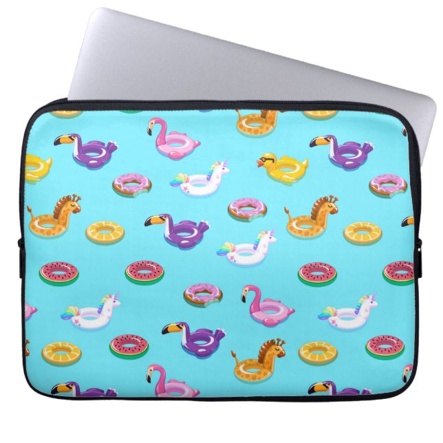 Zomer Zwembad Float Pattern Laptop Sleeve (Voorkant)