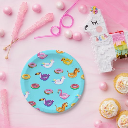 Zomer Zwembad Float Pattern Papieren Bordje (Feest)