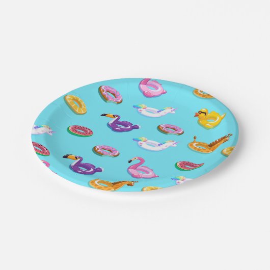 Zomer Zwembad Float Pattern Papieren Bordje (Gekanteld)