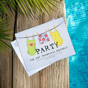 Zomer Zwembad Party Kleurrijke Badpakken Briefkaart