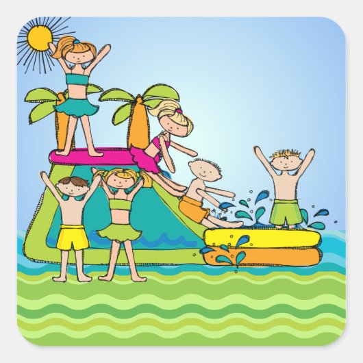Zomer Zwembad Party Stickers (Voorkant)
