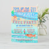 Zomer Zwembad Party Zwemplezier Zee Vis en strand Kaart (Staand voorkant)