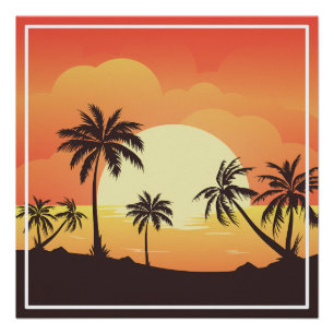 Zomerachtergrond met palmbomen-32134 perfect poster