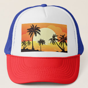 Zomerachtergrond met palmbomen-32134 trucker pet
