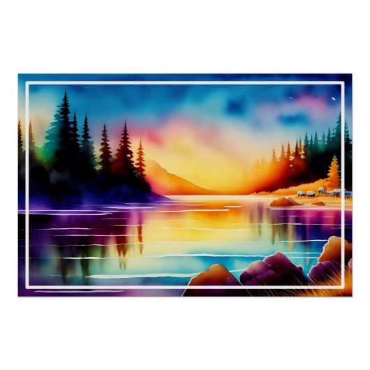 Zomerachtergrond met palmbomen-56790 perfect poster (Voorkant)