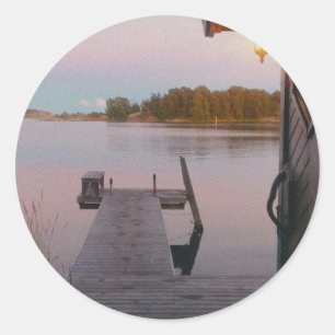 Zomeravond in de zweedse archipel ronde sticker