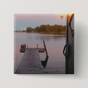 Zomeravond in de Zweedse archipel Vierkante Button 5,1 Cm