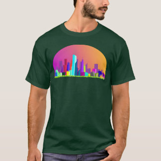 Zomeravond stadsprofiel meisje t-shirt