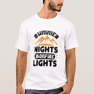 Zomeravonden kampvuur lichten t-shirt