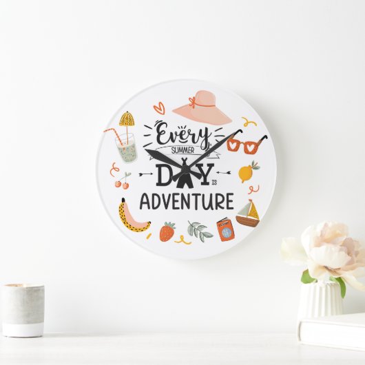 Zomeravontuur Quote Kleurrijke Kinder kinderkamer Grote Klok (Huis)