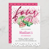 Zomerballon Brieven Melon 4e Verjaardag Kaart (Voorkant / Achterkant)