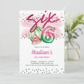 Zomerballon Brieven Melon 6e Verjaardag Kaart (Staand voorkant)