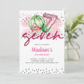 Zomerballon Brieven Melon 7e Verjaardag Kaart (Staand voorkant)