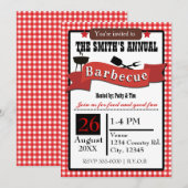 Zomerbarbecue BBQ Gingham Picknick Uitnodiging (Voorkant / Achterkant)