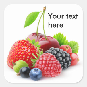 zomerbessen vierkante sticker
