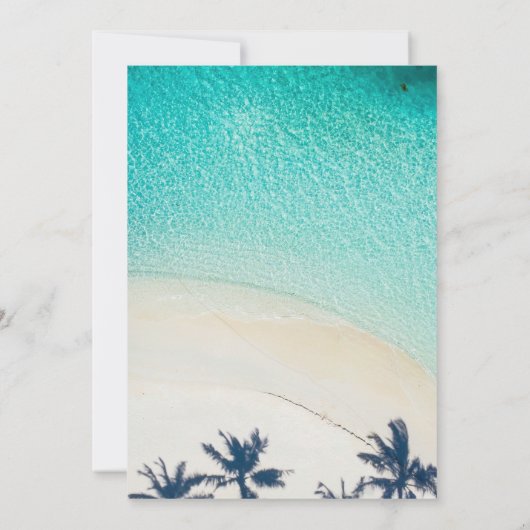 Zomerbestemming op de Sandy Palm Beach bruiloft Kaart (Achterkant)