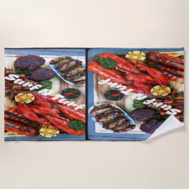 Zomerbiefstuk en garnalen strandlaken