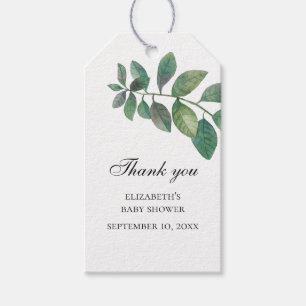 Zomerbladeren. Woodland baby shower dank u Cadeaulabel