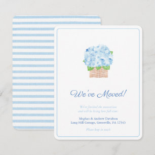 Zomerblauw met Witte Hortensia Adreswijziging Aankondiging