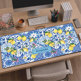 Zomerblauwe Siciliaanse Amalfi mediterrane majolic Bureaumat