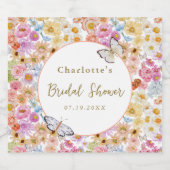 Zomerbloei Bloemige Vlinder Bruiloftsfeest Maatwer Sparkling Wijnetiket (Enkel label)