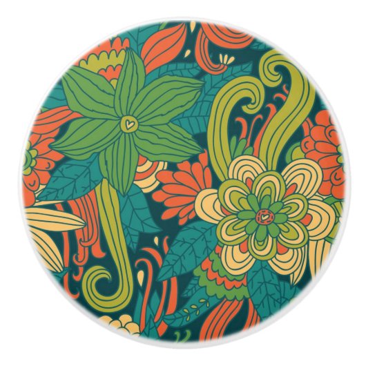 Zomerbloem Keramische Knop (Voorkant)