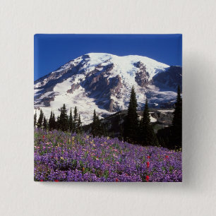 zomerbloemen aan de voet van Mount Rainier, 2 Vierkante Button 5,1 Cm