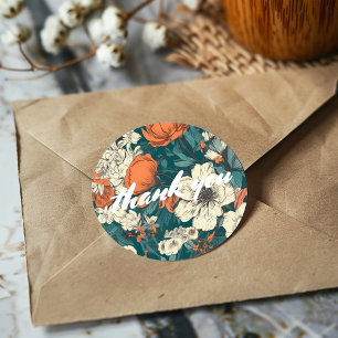 Zomerbloemen dank je wel ronde sticker