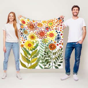zomerbloemen fleece deken