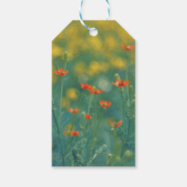 zomerbloemen (Floral Field) (Rode bloemen) Cadeaulabel
