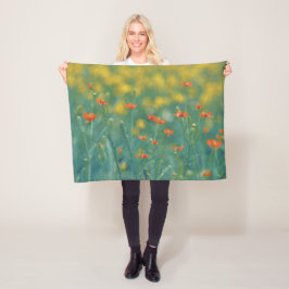 zomerbloemen (Floral Field) (Rode bloemen) Fleece Deken