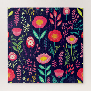 Zomerbloemen laat donkere achtergrond achter legpuzzel