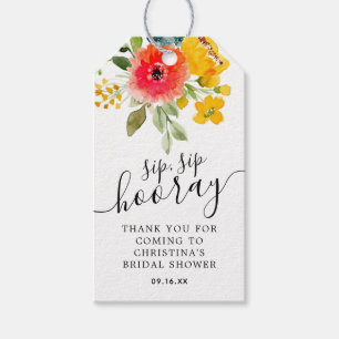 Zomerbloemen Sip Sip Hooray Bruiloftsborrel Cadeaulabel