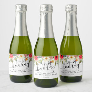 Zomerbloemen Sip Sip Hooray Bruiloftsfeestje Sparkling Wijnetiket