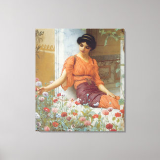 Zomerbloemen van John William Godward Wrapped Ca Canvas Afdruk
