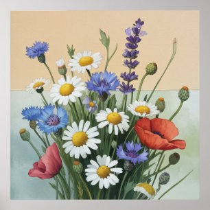 Zomerboeket van wilde bloemen poster