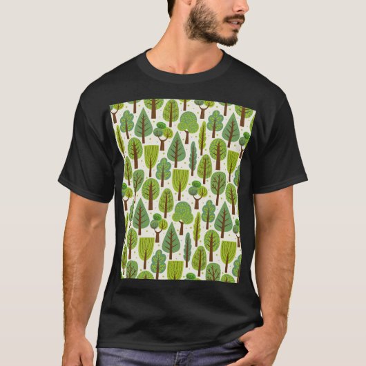 Zomerbomen: groen naadloos patroon t-shirt (Voorkant)