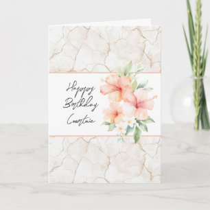 Zomerbries Perzik Hibiscus Bloemen Verjaardag Kaart