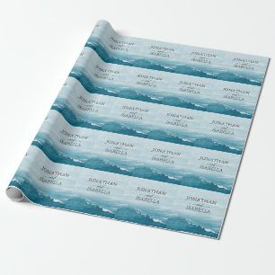 Zomerbruiloft door de blauw golvende zee ombre oce cadeaupapier