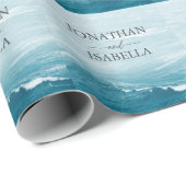 Zomerbruiloft door de blauw golvende zee ombre oce cadeaupapier (Rol Hoek)