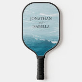 Zomerbruiloft door de blauw golvende zee ombre oce pickleball paddle (Achterkant)